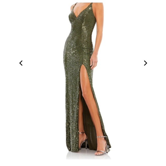 Mac Duggal Dresses & Skirts - Mac Duggal Olive Green FULLY SEQUINED SCOOP BACK GOWN 26443 size 0